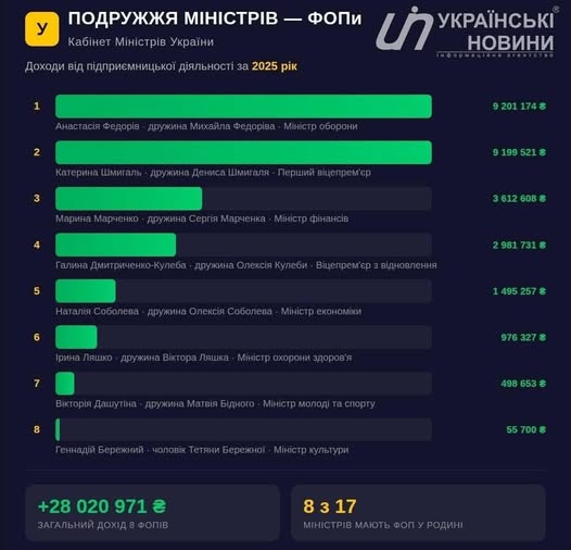 Рейтинг жен украинских министров: самые высокие доходы у жены главы минобороны
